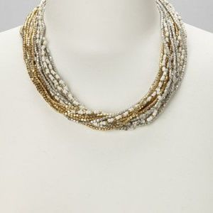 White and Metallic Torsade Necklace